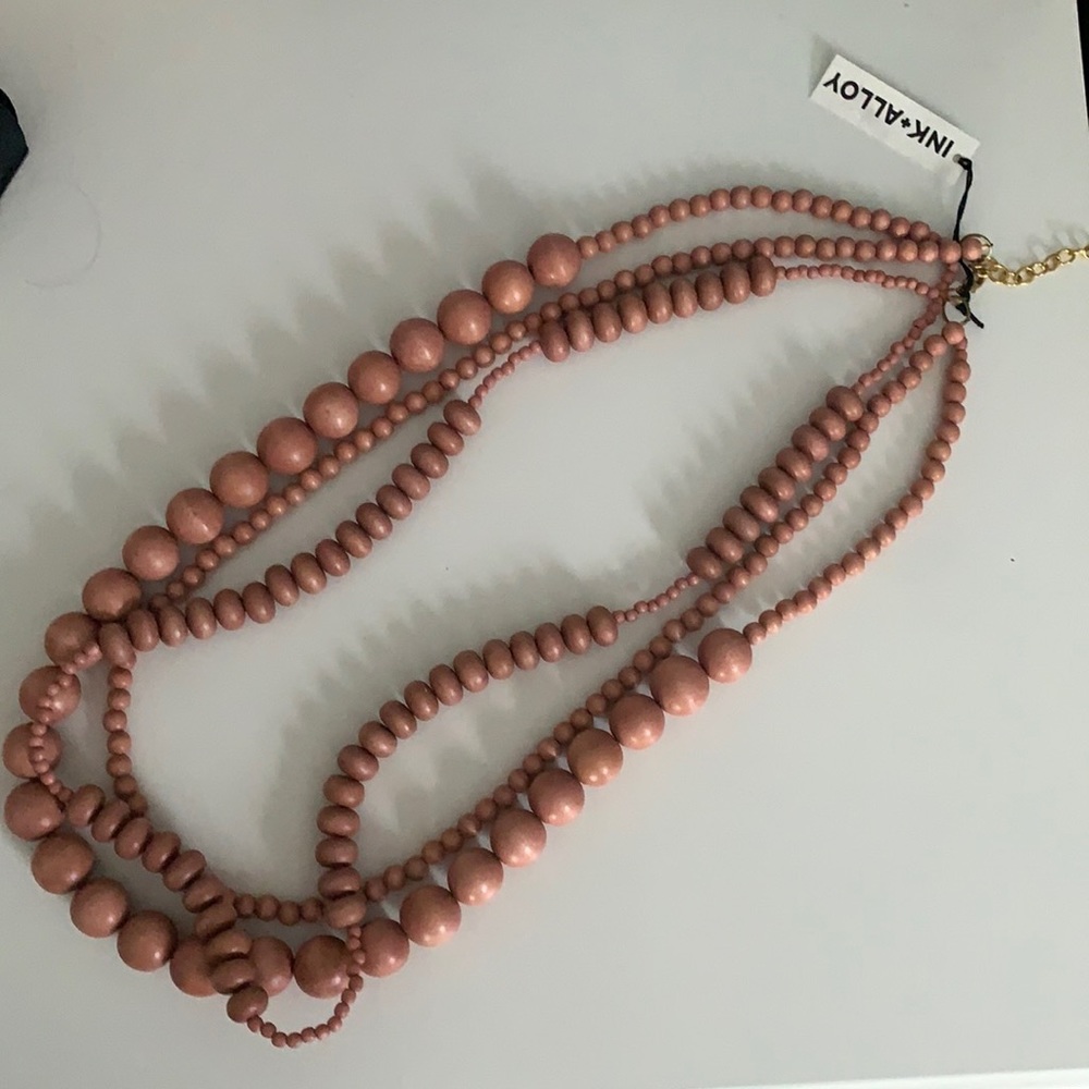 ALLOY Multi-Strand Dusty Rose Beaded Necklace